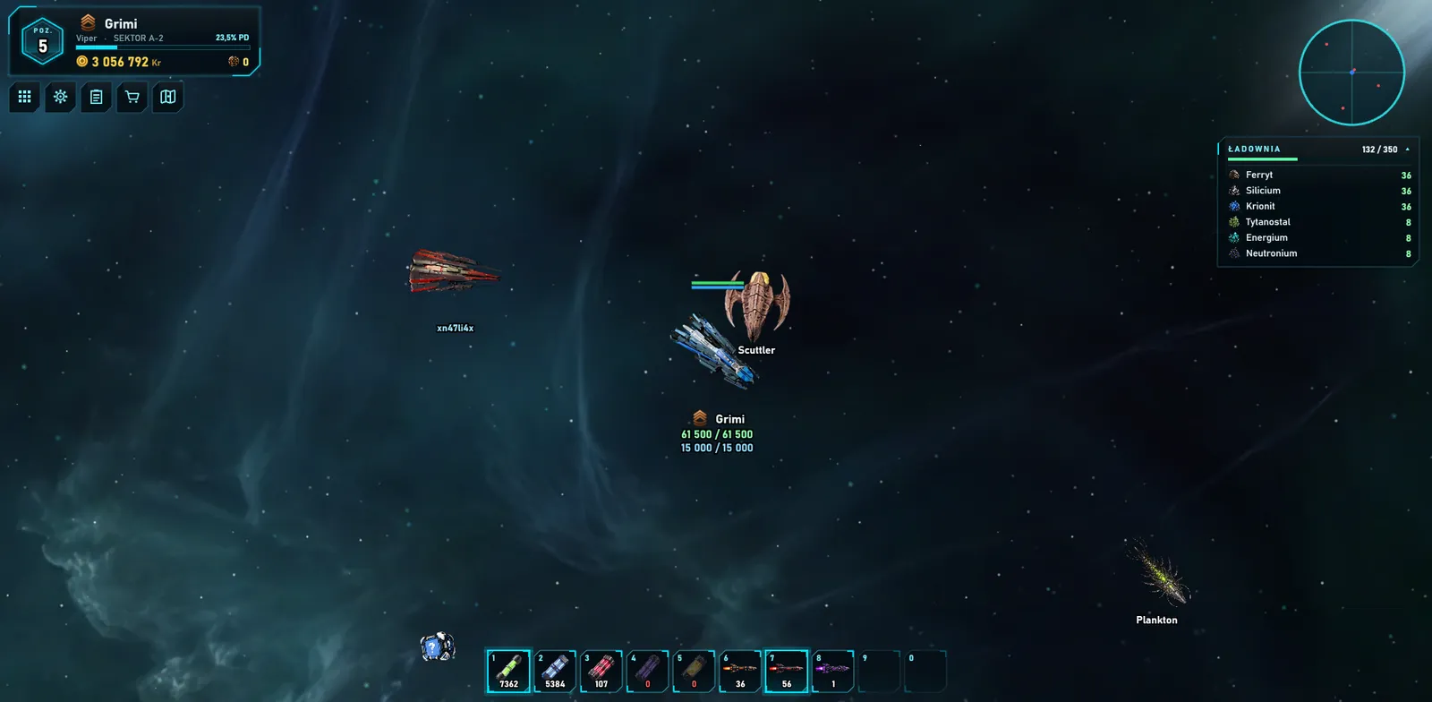 Game screenshot: combat in a sector